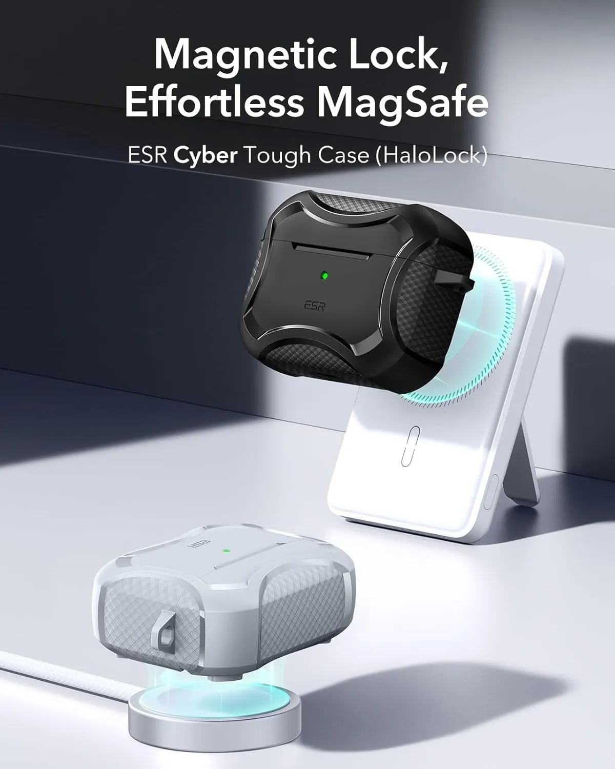 ESR for AirPods Pro 2nd Generation Case (HaloLock), Compatible with Airpods Pro Case 2nd/1st Gen (2023/2022/2019), Compatible with MagSafe, Powerful Drop Protection, Magnetic Lid,Gray