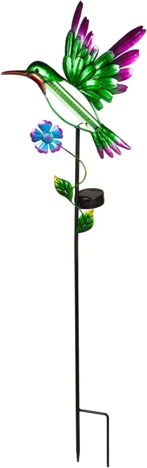 Evergreen 37" H Solar Drip Light Garden Stake, Flying Hummingbird