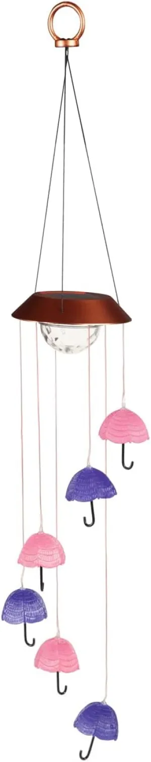 Evergreen Color Changing Solar Mobile with Spinning Light Refractor, Umbrellas