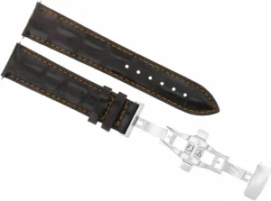 Ewatchparts 20mm Leather Watch Band Strap Compatible With Seiko SARB017 SNDC3, SSC081SRPB43 Dark Brown With Orange Stitching