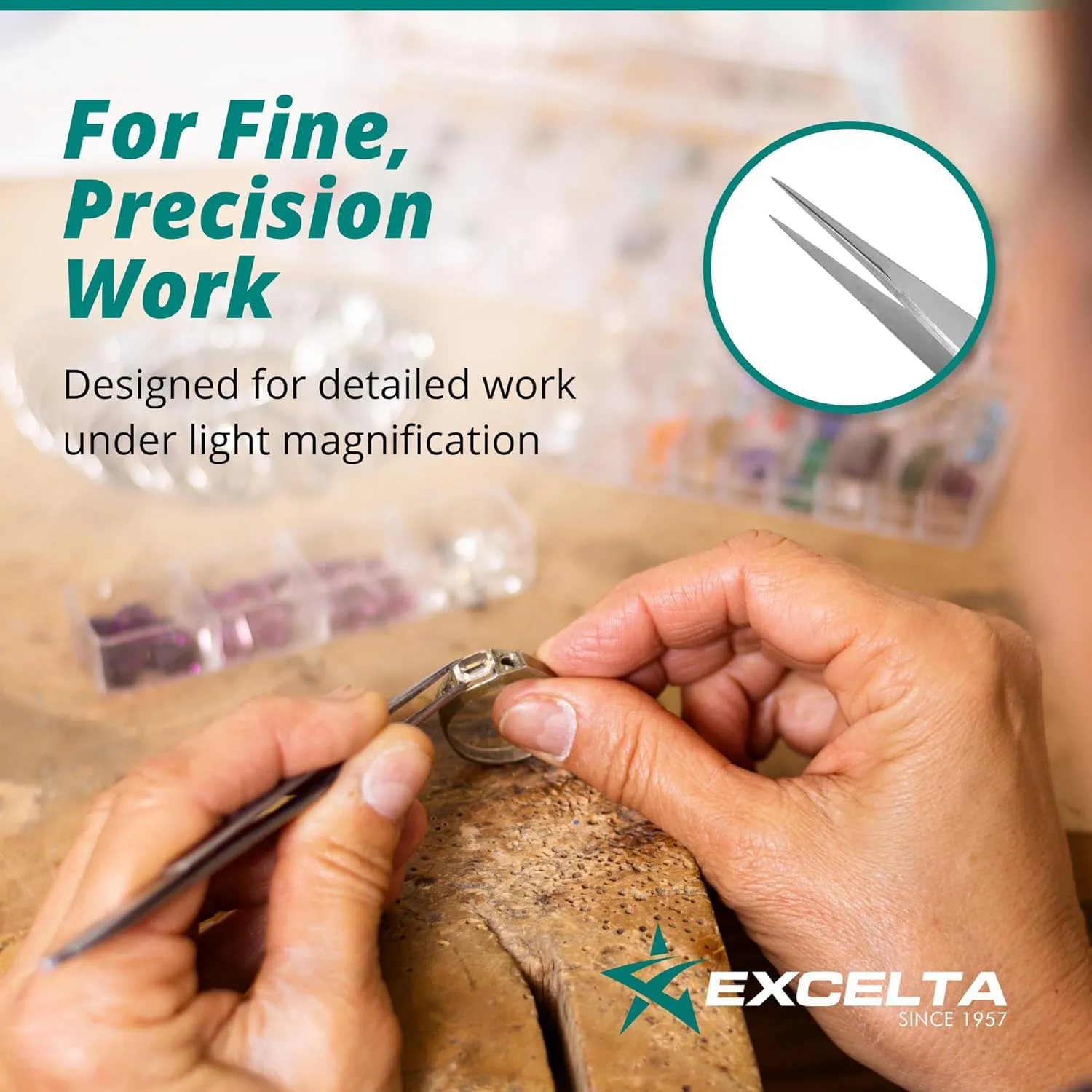Excelta 3-SA-PI Straight Very Fine Precision Pointed Tweezers, 4.75 Inch, Conductive Anti-Magnetic Stainless Steel 316L, Ideal for Magnification Work, Made in Italy, Intermediate
