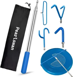 Expandable 4-in-1 Disc Golf Retriever Pole – 16ft Telescopic Disc Grabber with Steel Hooks and Travel Bag for Getting Discs Out of Trees, Bushes or Water