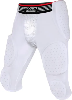 Exxact Sports Battle 7-Pad Football Girdle for Men & Boys with Cup Pocket - Lightweight Padded Compression Shorts with Integrated Ultra Flex Pads, Girdle Football