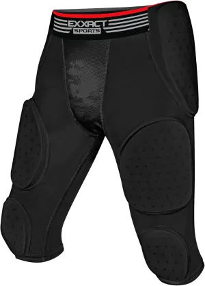 Exxact Sports Battle 7-Pad Football Girdle for Men & Boys with Cup Pocket - Lightweight Padded Compression Shorts with Integrated Ultra Flex Pads, Girdle Football