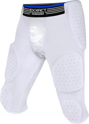 Exxact Sports Battle 7-Pad Football Girdle for Men & Boys with Cup Pocket - Lightweight Padded Compression Shorts with Integrated Ultra Flex Pads, Girdle Football