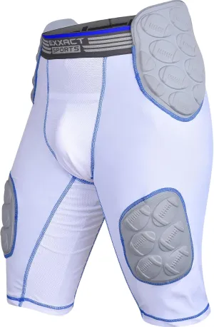 Exxact Sports Touchdown 5-Pad Youth Football Girdle with Cup Pocket, Lightweight Padded Compression Shorts with Integrated Hip, Thigh, Tailbone Pads, Boys Girdle Football