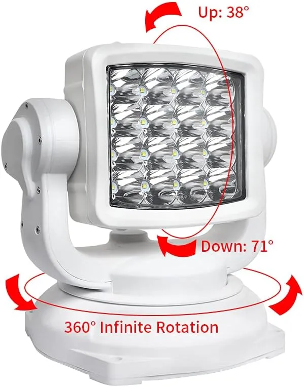EXZEIT 80W Led Searchlight for Boat Marine, 8000Lumens Spotlight with Wireless Remote, Magnetic Base, DT Plug Wiring Kit, Great for Rescue Restoration Offroad Lighting