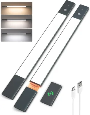 EZVALO Under Cabinet Lighting, 2-Pack Motion Sensor Lights with 3 Detachable Batteries, 76 LED Dimmable Closet Lights, 3 Color Temps, Under Counter Lights for Kitchen, Pantry, Wardrobe