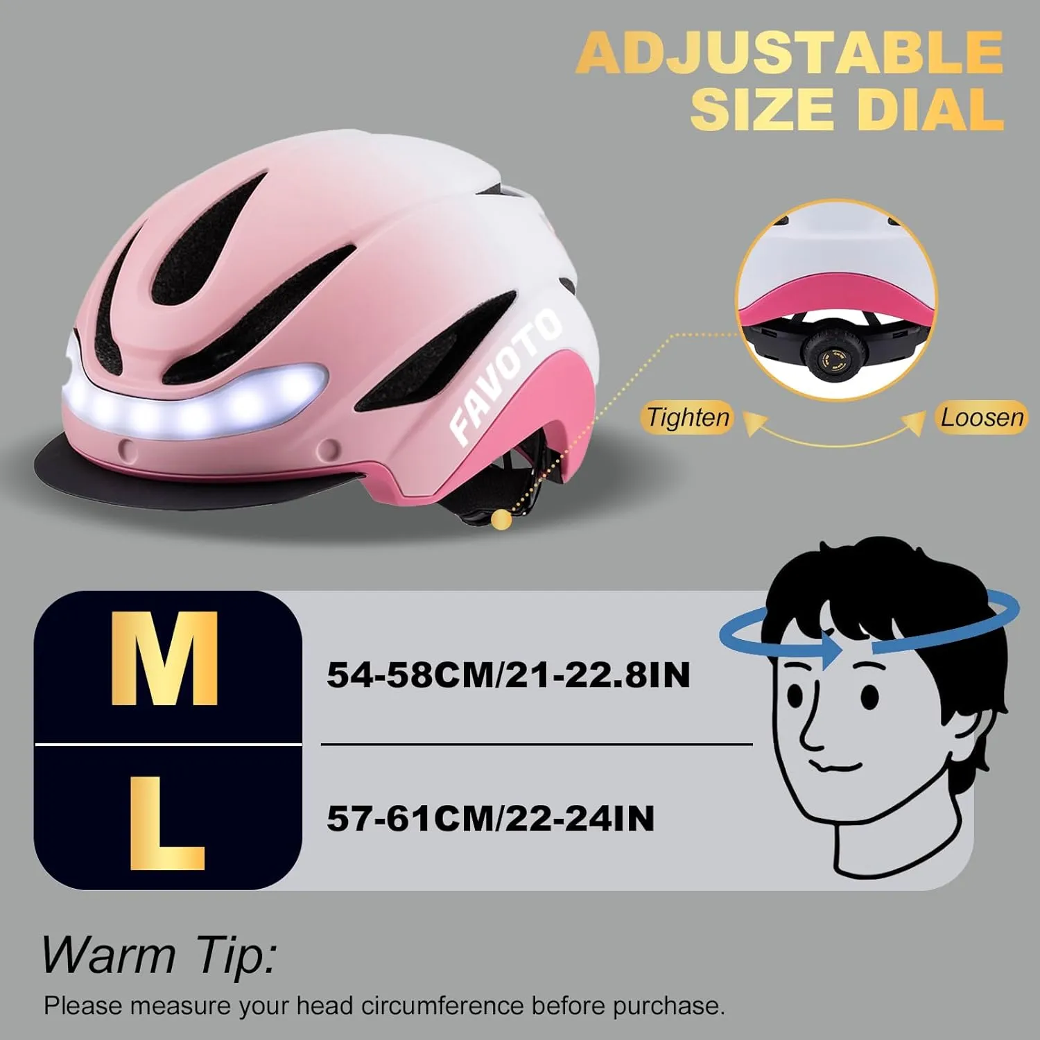 Favoto Bike Helmet with Turn Signals Lights - Smart Helmets for Adults Men Women - CPSC Certified Lightweight Bike Helmets - Road Bicycle E-Bikes MTB Commuter