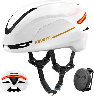 Favoto Smart Bike Helmet with Light – Dual Shell CPSC Certified Ebike Helmet with Turn Signals for Road Cycling City Commuting, Adjustable Fit for Adults Men Women