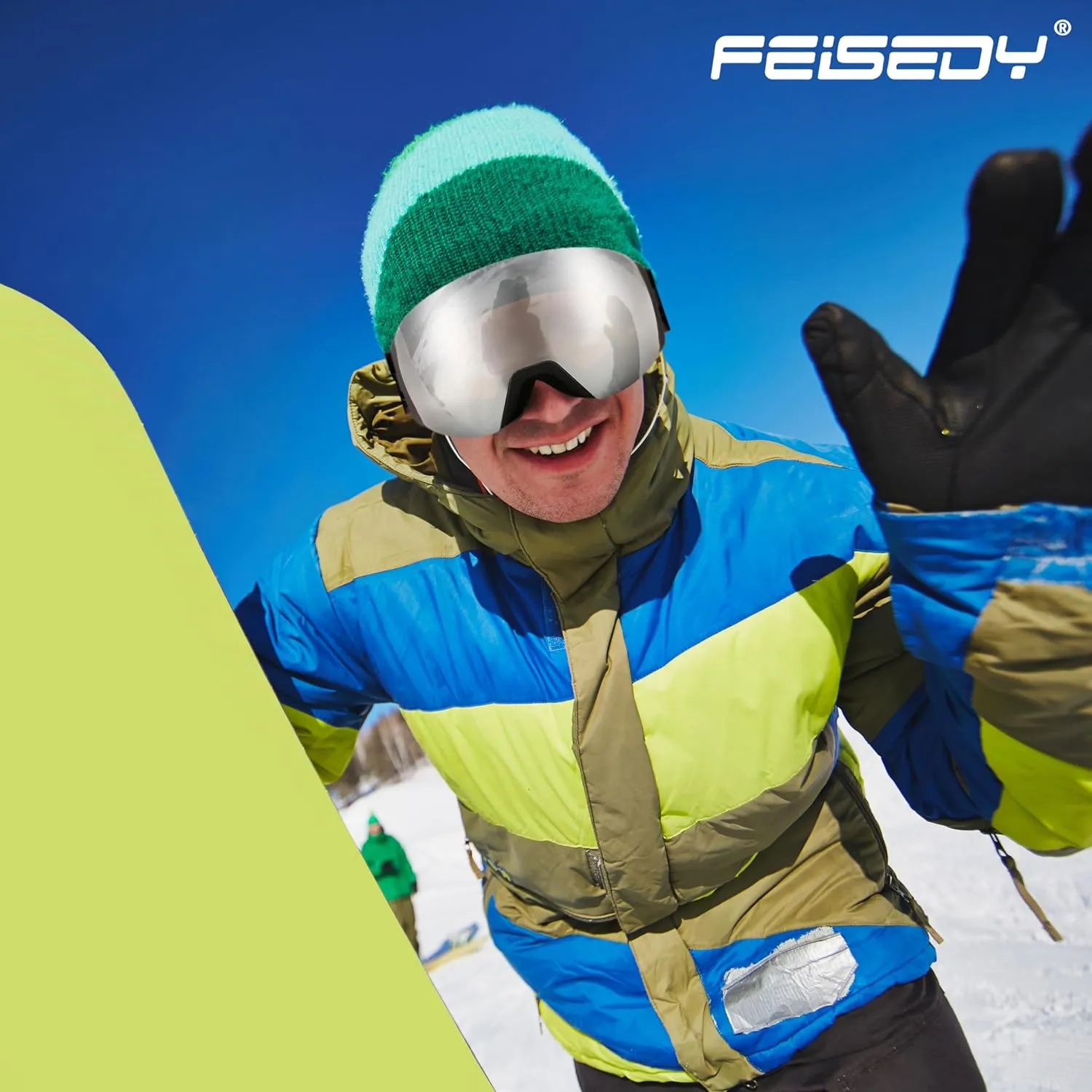 FEISEDY Magnetic Ski Goggles for Men Women Youth Frameless Snow Goggles 100% UV Protection Snowboard Goggles B0020