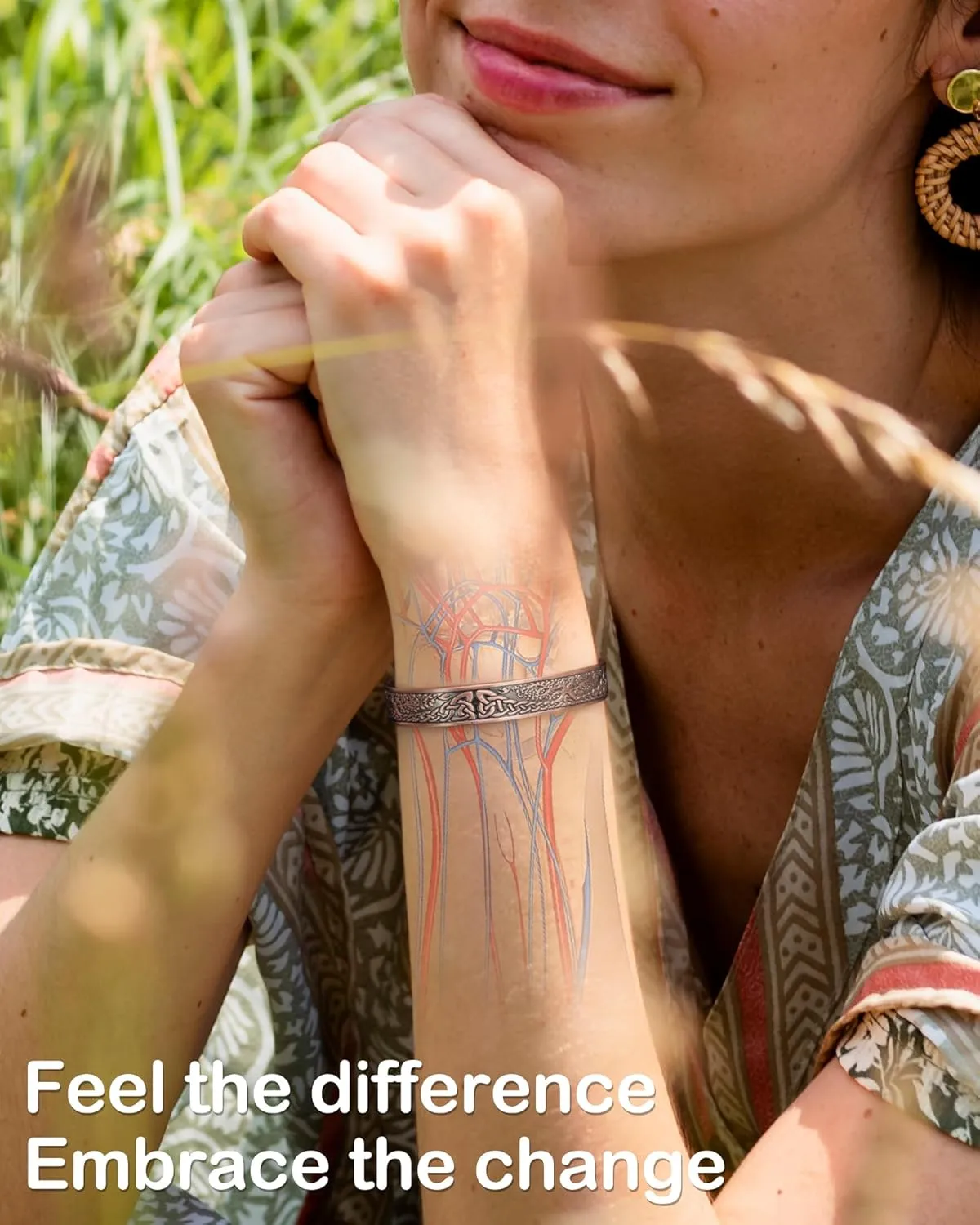 Feraco Copper Bracelet for Women, Ultra Strength Magnetic Bracelets, 99.99% Pure Copper Cuff Bangle with 3500 Gauss Neodymium Magnets, Tree of Life