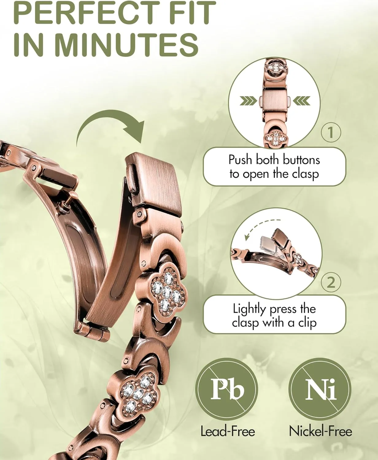 Feraco Pure Copper Bracelets for Women, Ultra Strength Magnetic Therapy Bracelet for Pain Relief with 3800 Gauss Magnets & Sparkling Cubic Zirconia, Adjustable, Infinite Clover Jewelry