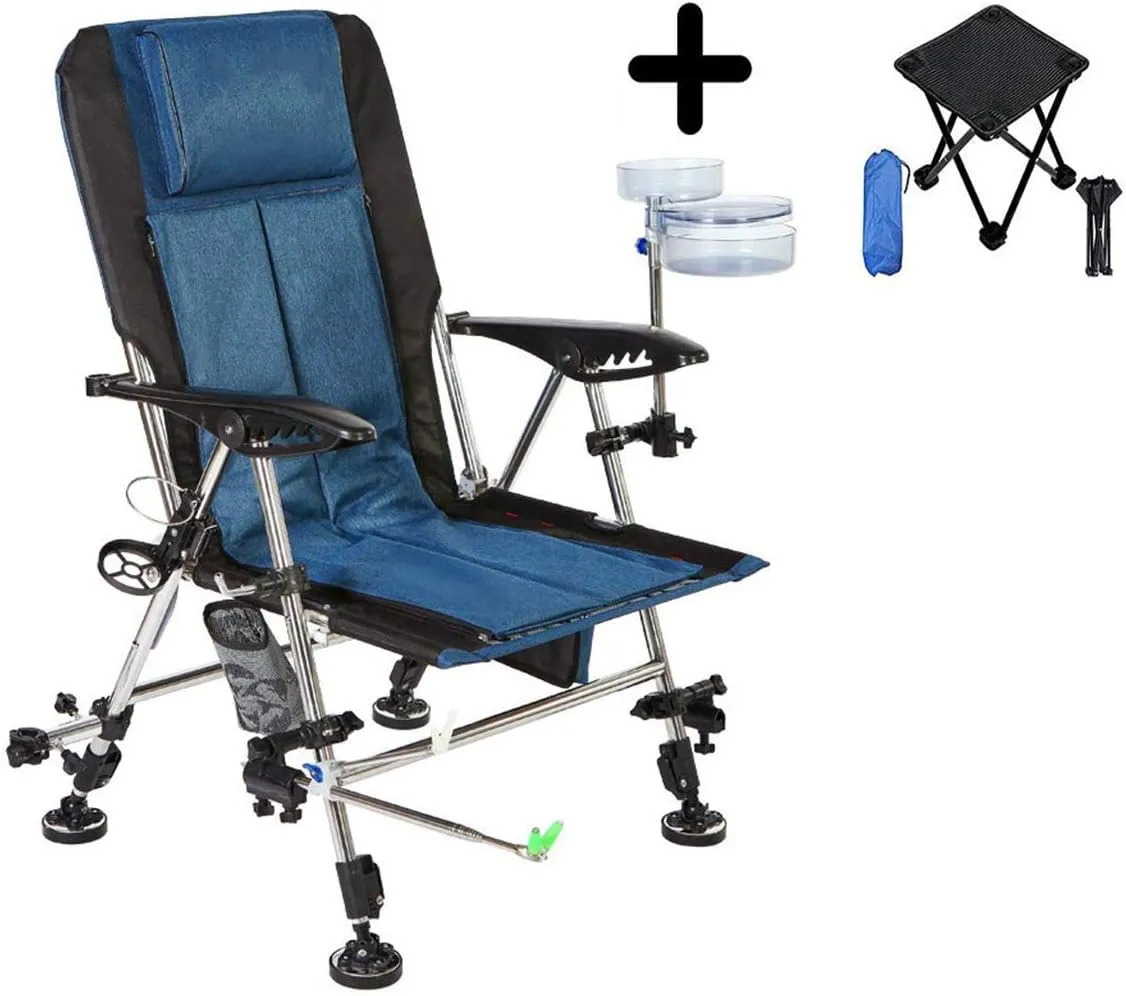 Fishing Chairs with Arms Outdoor Portable Stainless Steel Fishing Chair Can Lift All Terrain Fold Lounge Chair with Small Folding Camping Stool A Colour:B (Color : A)