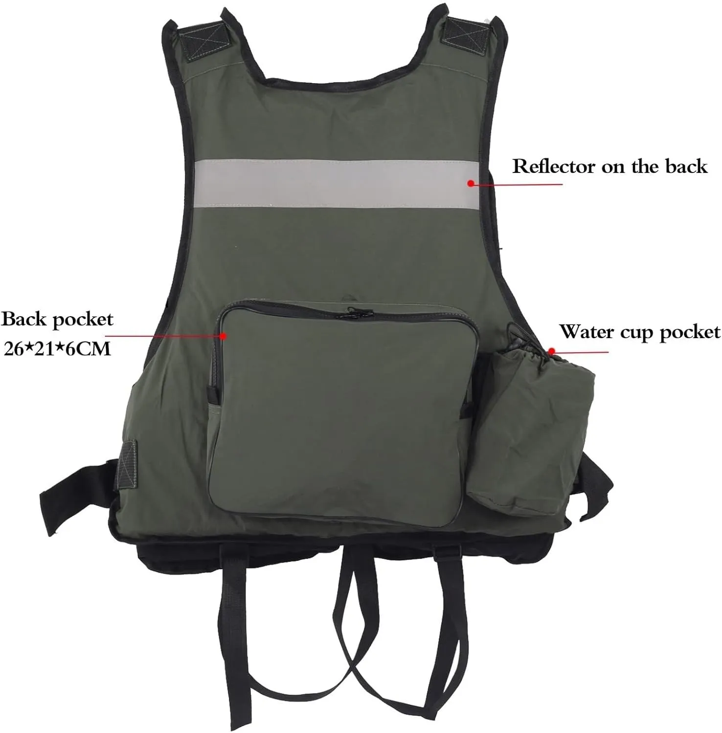 Fishing Jackets with Adjustable Shoulder Waist, Whistle for Paddle Boarding Kayaking Snorkel