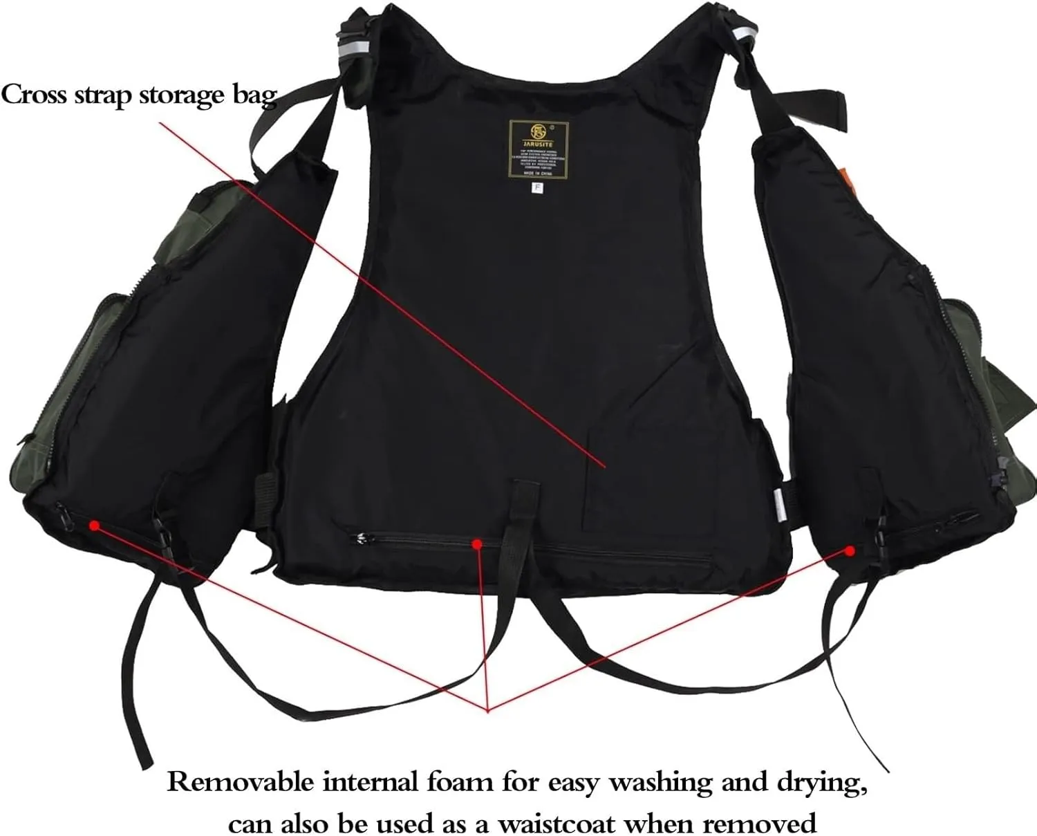 Fishing Jackets with Multi-Pockets, Zip, Whistle and Adjustable Waistband for Paddle Boarding Kayaking