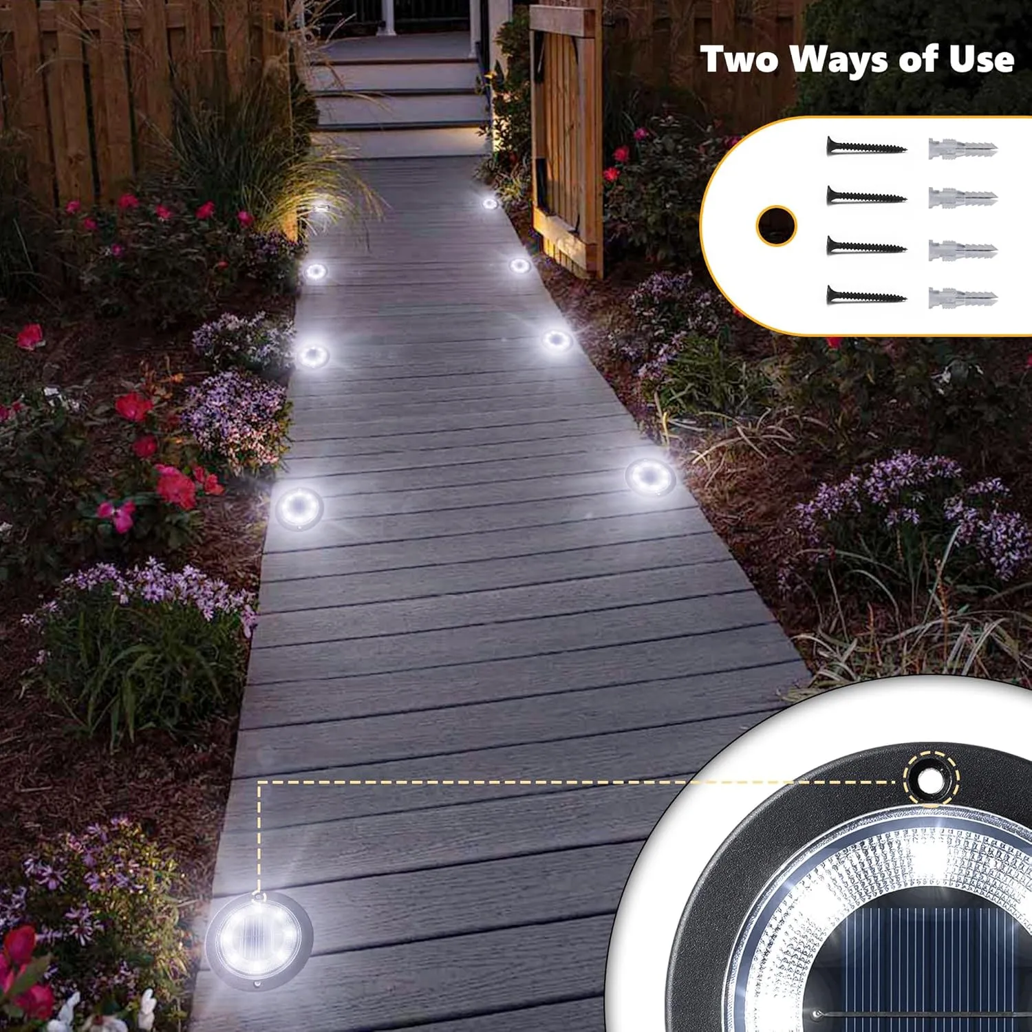 Flacchi Solar Ground Lights - Solar Powered Lights Outdoor Solar Disk Lights Waterproof Landscape Lights for Patio Yard Pathway Walkway Driveway (Cool White, 12 Pack)