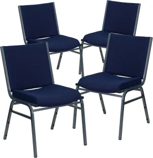 Flash Furniture 4 Pack HERCULES Series Heavy Duty Navy Blue Dot Fabric Stack Chair