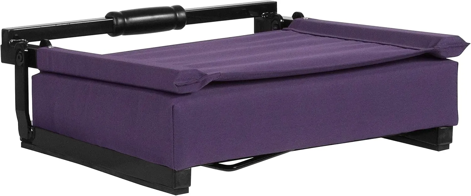 Flash Furniture Grandstand Portable Stadium Seats for Bleachers or Benches, Folding Padded Stadium Chairs with Handle, Pack of 2, 500 lb. Weight Capacity, Dark Purple