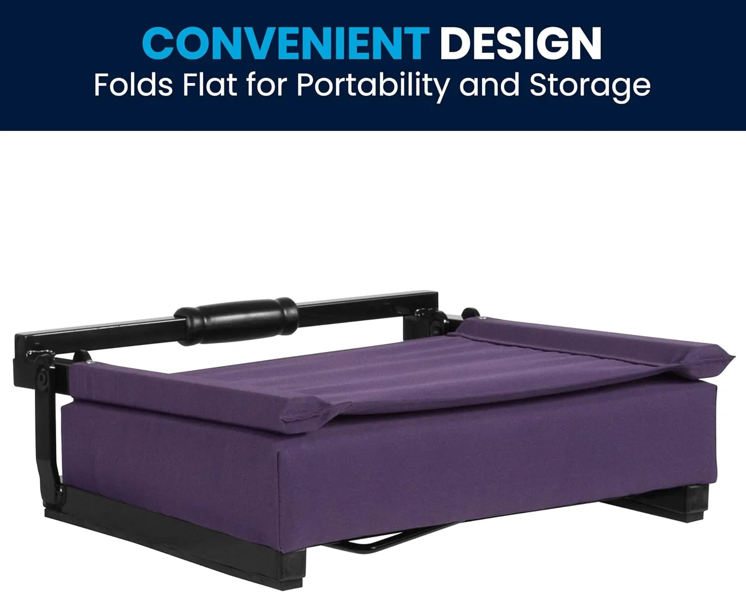 Flash Furniture Grandstand Portable Stadium Seats for Bleachers or Benches, Folding Padded Stadium Chairs with Handle, Pack of 2, 500 lb. Weight Capacity, Dark Purple