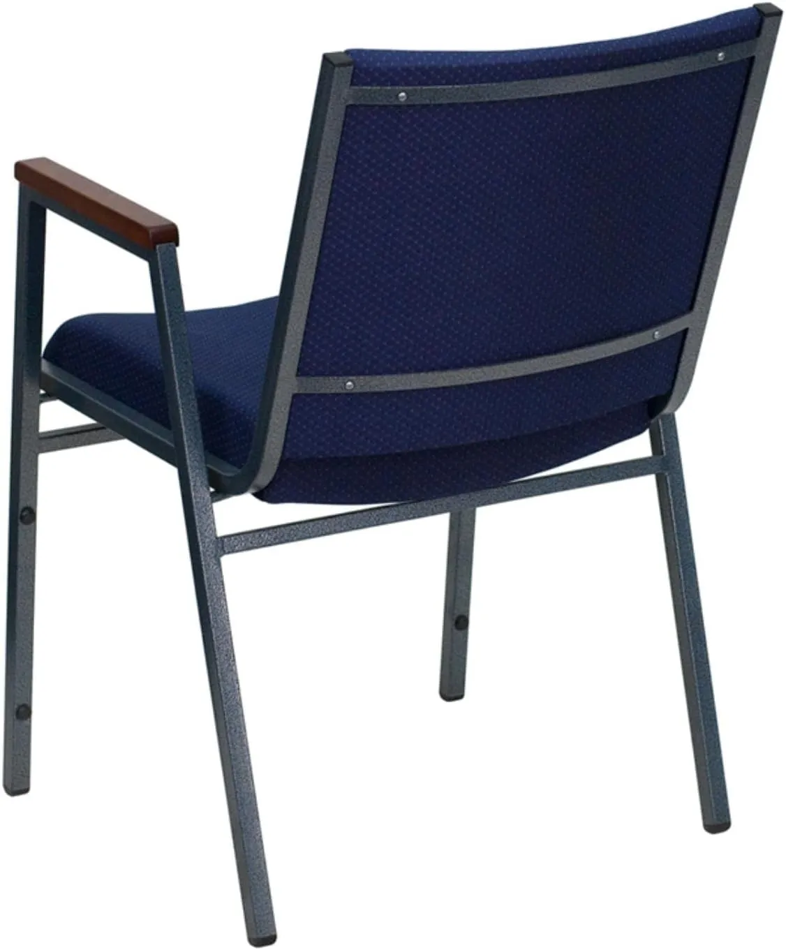 Flash Furniture HERCULES Series Heavy Duty Navy Blue Dot Fabric Stack Chair with Arms and Ganging Bracket