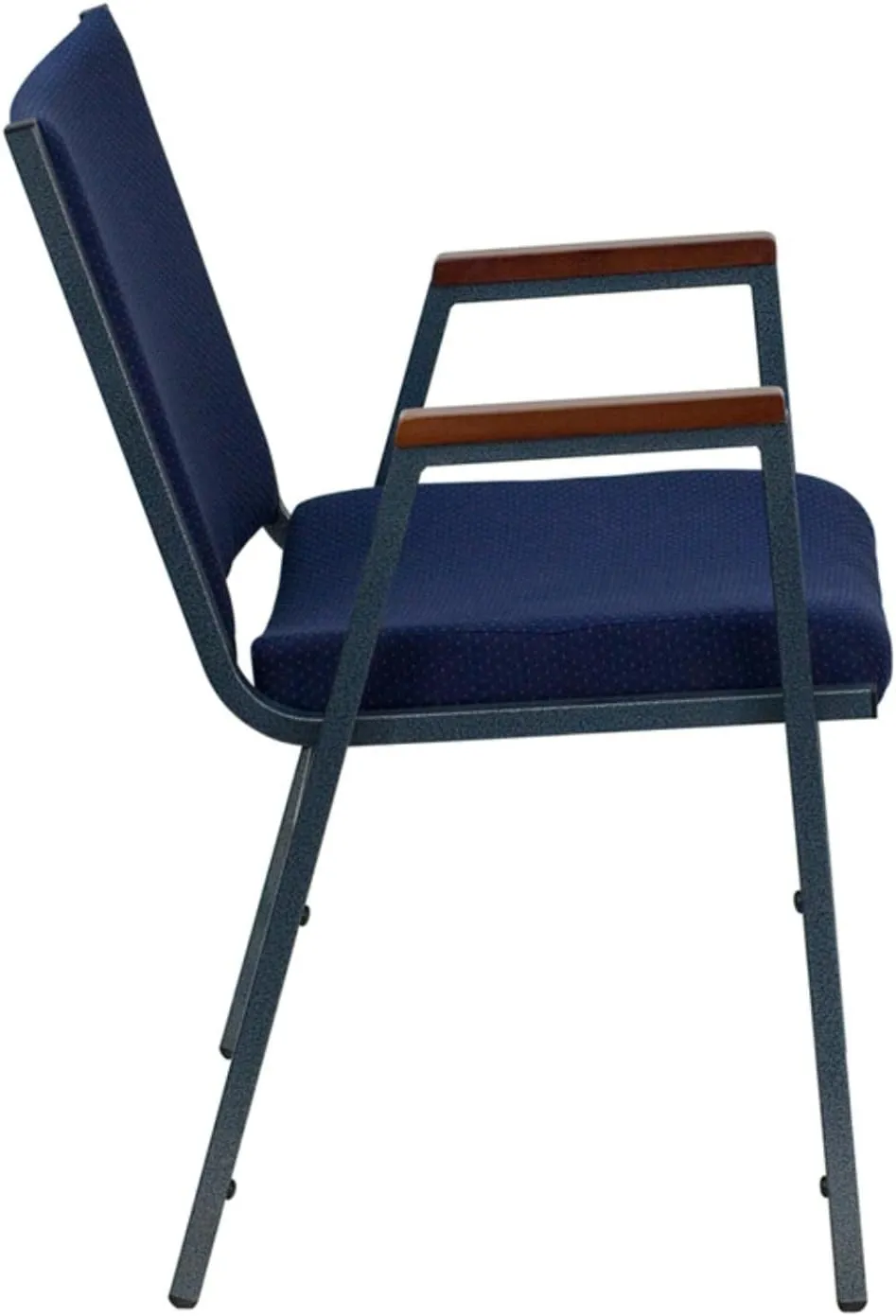 Flash Furniture HERCULES Series Heavy Duty Navy Blue Dot Fabric Stack Chair with Arms and Ganging Bracket