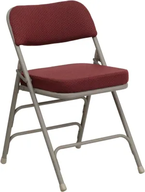 Flash Furniture Hercules Series Metal Folding Chairs with Cushioned Seat, Fabric Upholstered Event Chairs with 300-lb. Static Weight Capacity, Set of 2, Burgundy