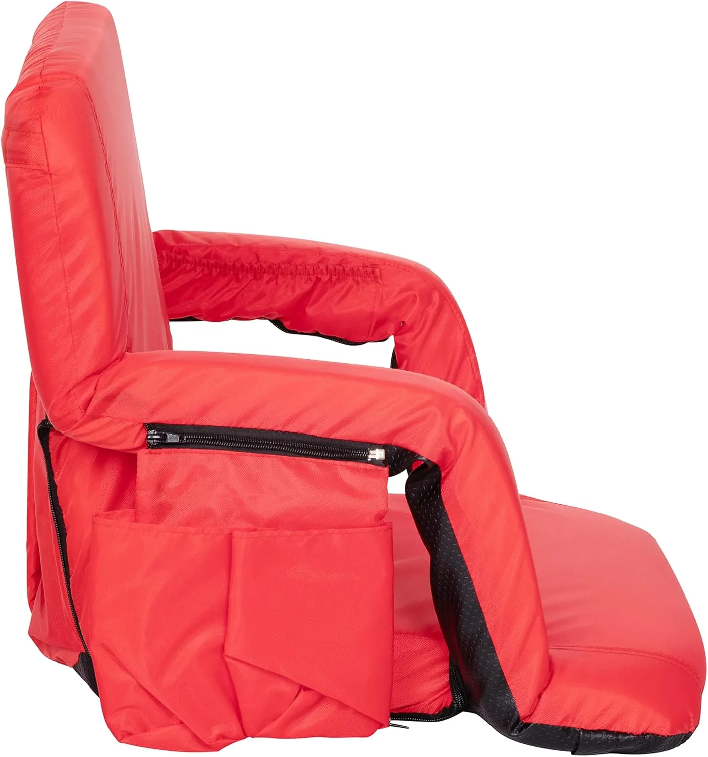 Flash Furniture Malta Extra Wide Portable Stadium Seat for Bleachers or Benches, Padded Stadium Chair with Backpack Straps and Storage, 265 lb. Weight Capacity, Red