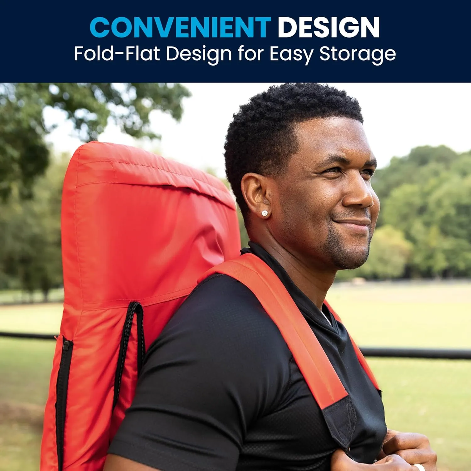 Flash Furniture Malta Extra Wide Portable Stadium Seat for Bleachers or Benches, Padded Stadium Chair with Backpack Straps and Storage, 265 lb. Weight Capacity, Red