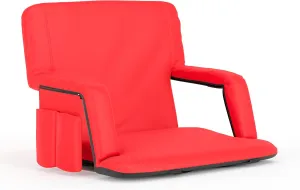 Flash Furniture Malta Extra Wide Portable Stadium Seat for Bleachers or Benches, Padded Stadium Chair with Backpack Straps and Storage, 265 lb. Weight Capacity, Red