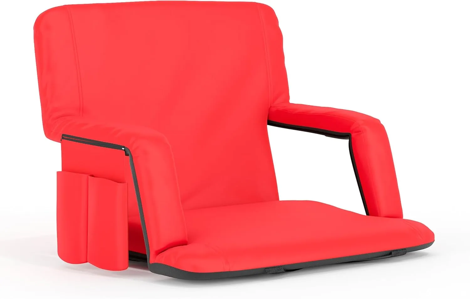 Flash Furniture Malta Extra Wide Portable Stadium Seat for Bleachers or Benches, Padded Stadium Chair with Backpack Straps and Storage, 265 lb. Weight Capacity, Red