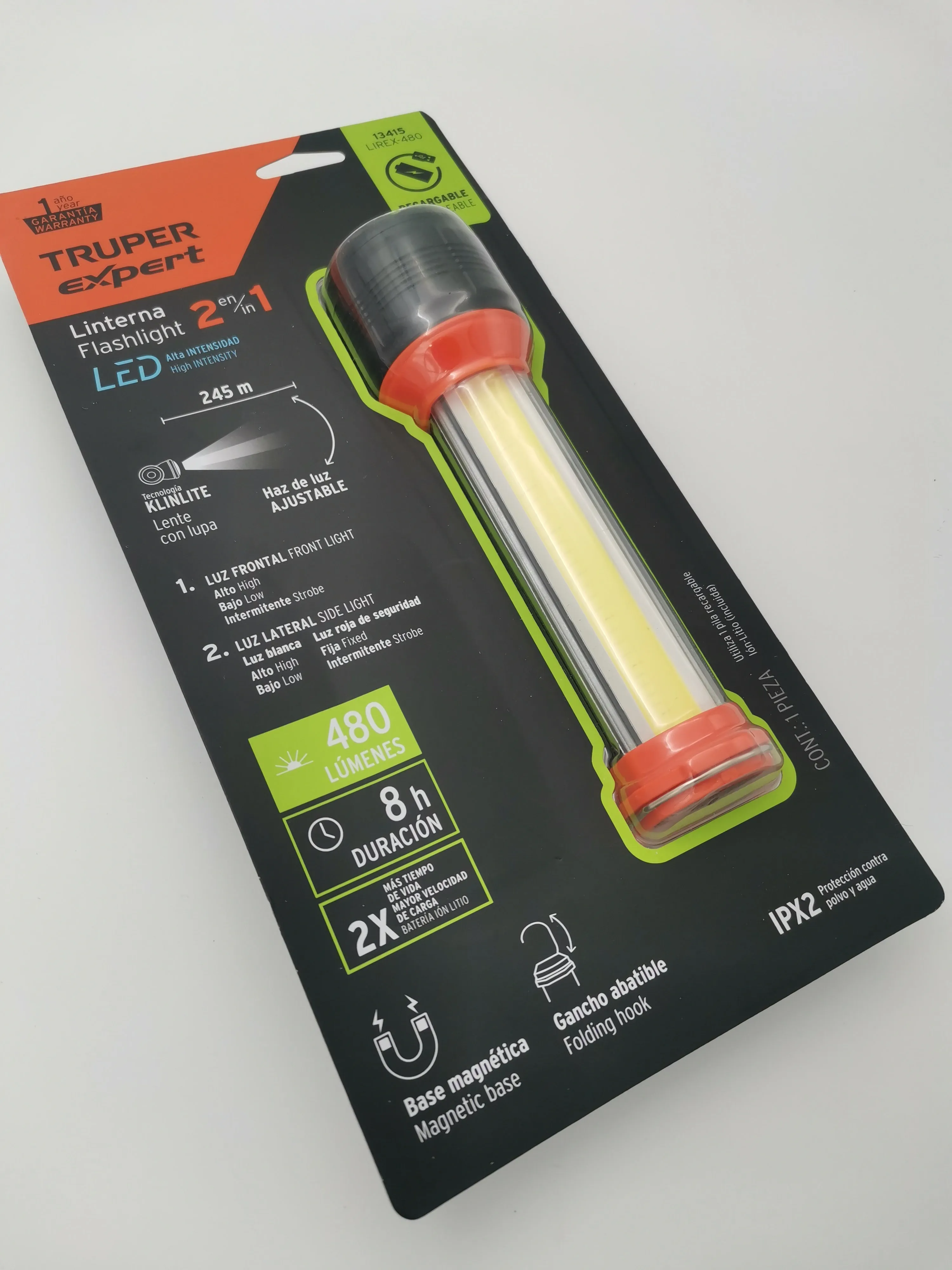 Flashlight USB Rechargeable with Front and Side Light