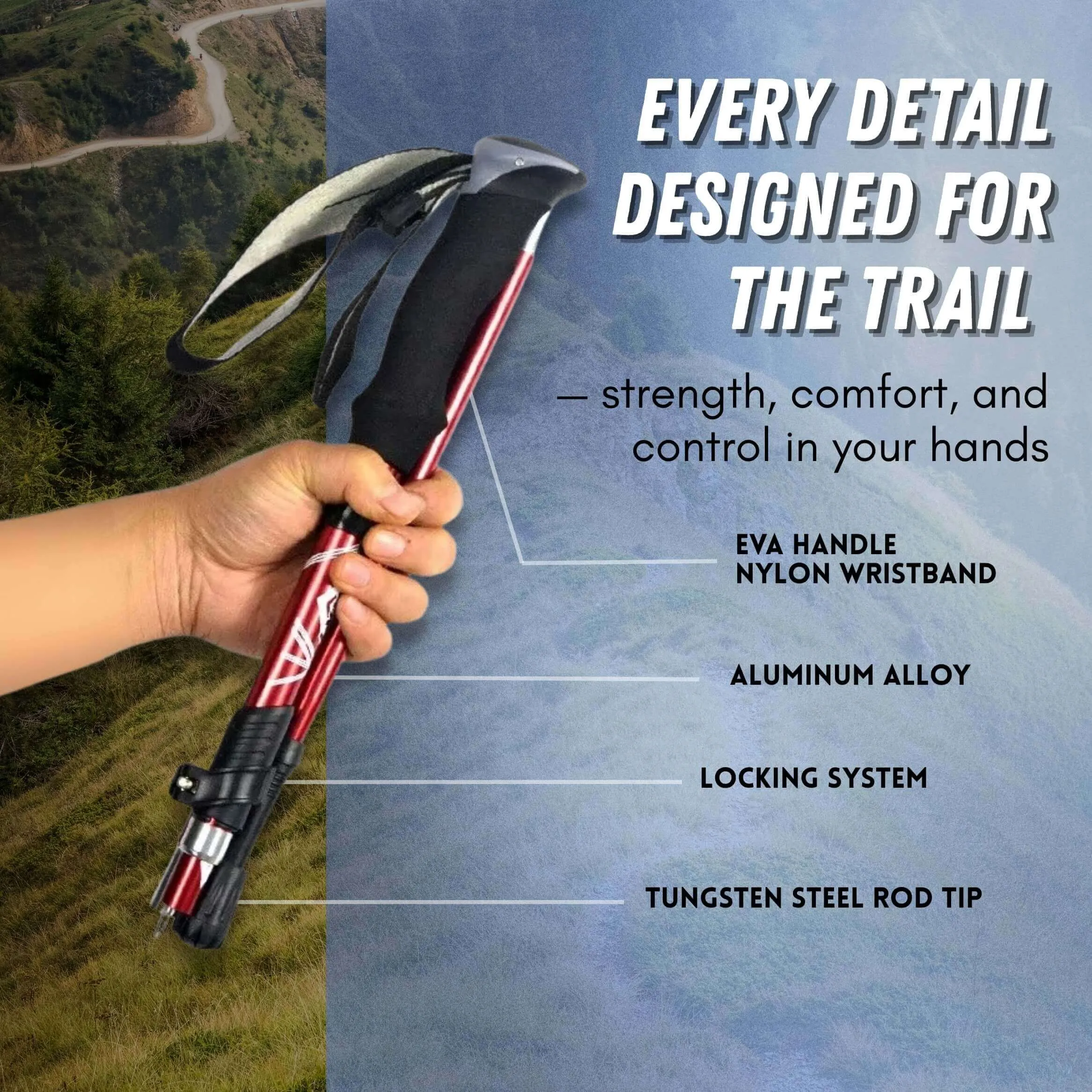 FlexSteps™ Telescopic Trekking Stick