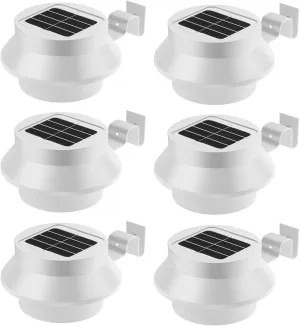 Flexzion Solar LED Lights (6 Pack) - Sun Powered Patio Night Utility Security Lamp f/Indoor Outdoor House Yard Gutter Fence Wall Roof Garden Garage Shed Stairs Safety Lighting, Cool White Bulb