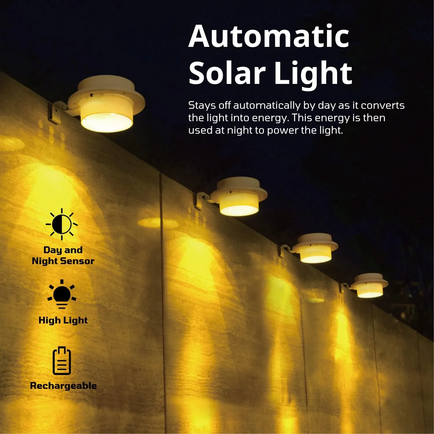 Flexzion Solar LED Lights (6 Pack) - Sun Powered Patio Night Utility Security Lamp f/Indoor Outdoor House Yard Gutter Fence Wall Roof Garden Garage Shed Stairs Safety Lighting, Cool White Bulb