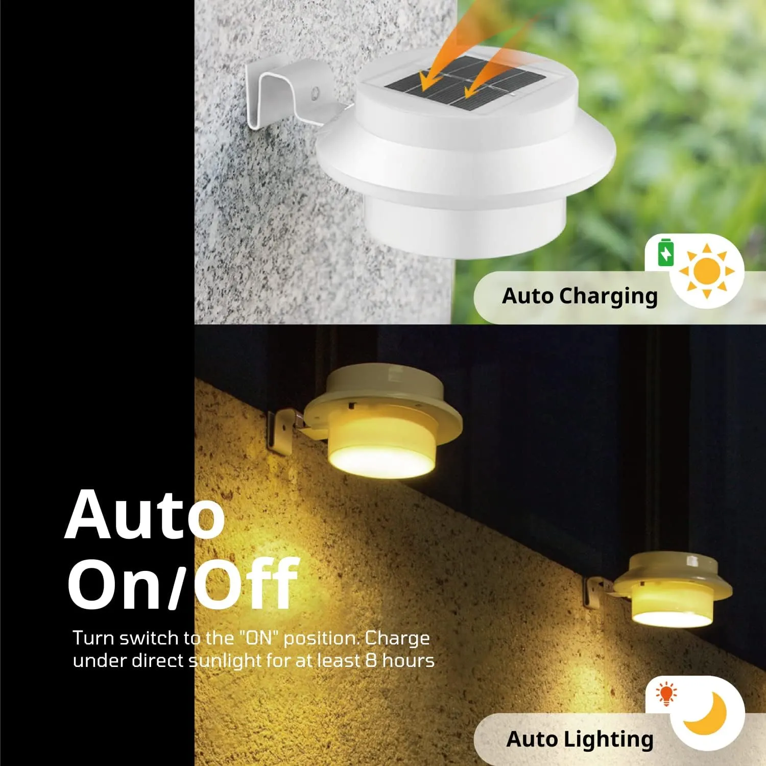 Flexzion Solar LED Lights (6 Pack) - Sun Powered Patio Night Utility Security Lamp f/Indoor Outdoor House Yard Gutter Fence Wall Roof Garden Garage Shed Stairs Safety Lighting, Cool White Bulb