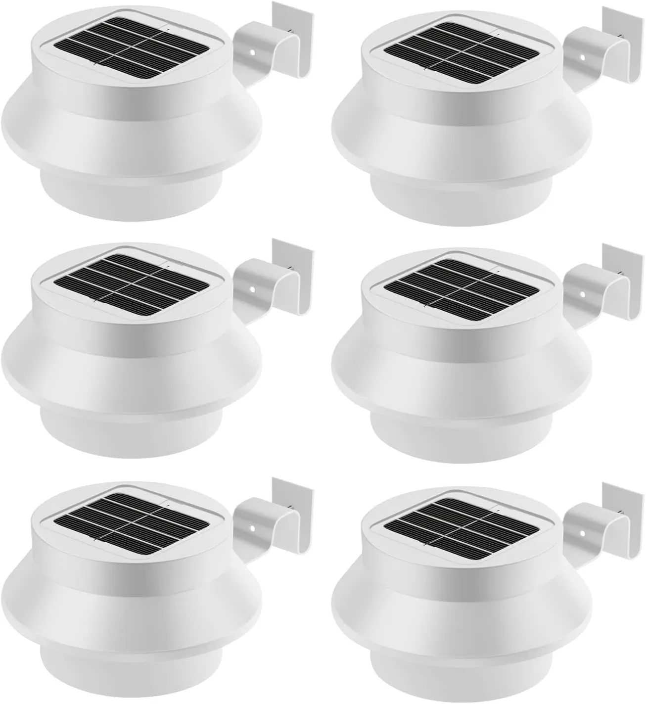 Flexzion Solar LED Lights (6 Pack) - Sun Powered Patio Night Utility Security Lamp f/Indoor Outdoor House Yard Gutter Fence Wall Roof Garden Garage Shed Stairs Safety Lighting, Cool White Bulb