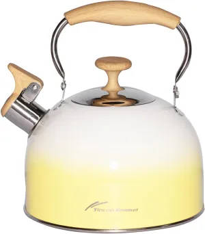 Floral 304 Stainless Steel Whistling Tea Kettle - 2.4L Stovetop Teapot for Induction & Gas Stove - Ergonomic Handle & Fast Heating