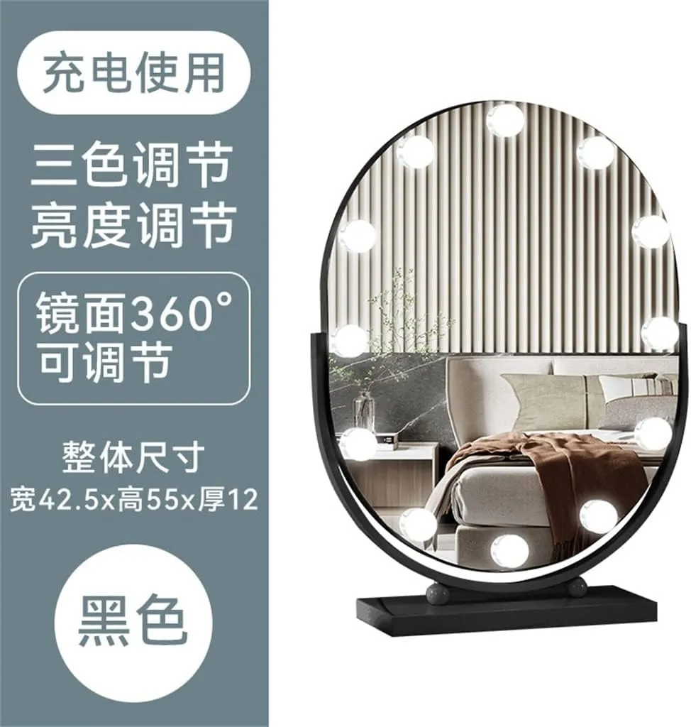 FMURY Online Celebrity Mirrors Makeup Mirrors Desktop LED Light Desktop Intelligent Bedroom Home Dressing Table Beauty Mirrors(B12)
