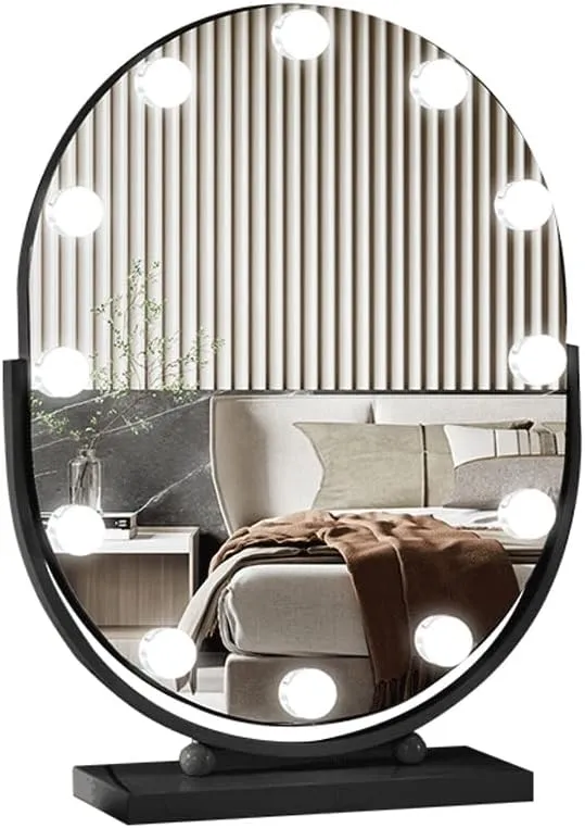 FMURY Online Celebrity Mirrors Makeup Mirrors Desktop LED Light Desktop Intelligent Bedroom Home Dressing Table Beauty Mirrors(B12)