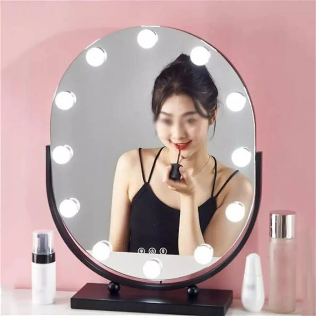 FMURY Online Celebrity Mirrors Makeup Mirrors Desktop LED Light Desktop Intelligent Bedroom Home Dressing Table Beauty Mirrors(B12)