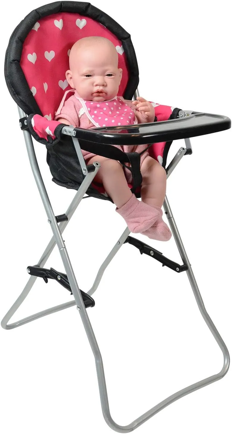 Foldable Baby Doll High Chair, Baby Doll Accessories, Dolls & Accessories Highchair Stuff for 18 Inch Doll, Doll High Chair Toy Set for Toddlers 3 Year Old Girls, 5  Year Old Girl Doll Furniture Toys
