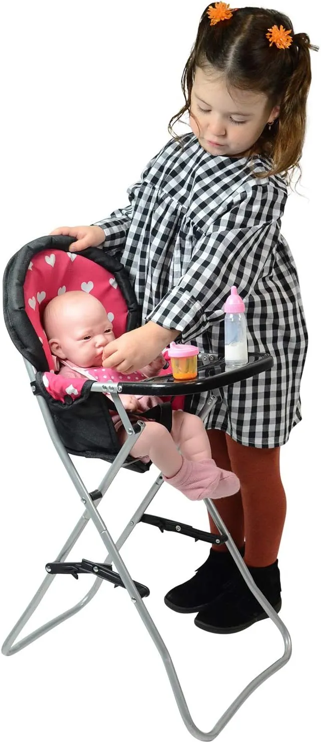 Foldable Baby Doll High Chair, Baby Doll Accessories, Dolls & Accessories Highchair Stuff for 18 Inch Doll, Doll High Chair Toy Set for Toddlers 3 Year Old Girls, 5  Year Old Girl Doll Furniture Toys