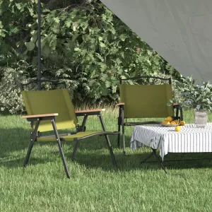 Foldable Camping Chairs 2 Pack Green Oxford Fabric Outdoor Furniture Lightweight Beach Chairs for Camping, Beach, Picnic 21.3"x16.9"x23.2"