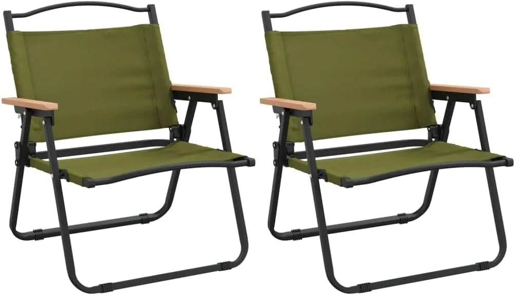 Foldable Camping Chairs 2 Pack Green Oxford Fabric Outdoor Furniture Lightweight Beach Chairs for Camping, Beach, Picnic 21.3"x16.9"x23.2"