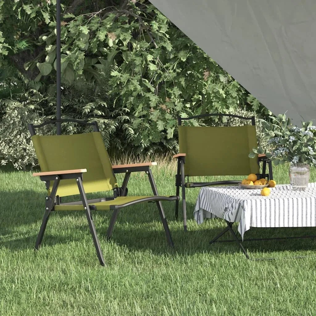 Foldable Camping Chairs 2 Pack Green Oxford Fabric Outdoor Furniture Lightweight Beach Chairs for Camping, Beach, Picnic 21.3"x16.9"x23.2"