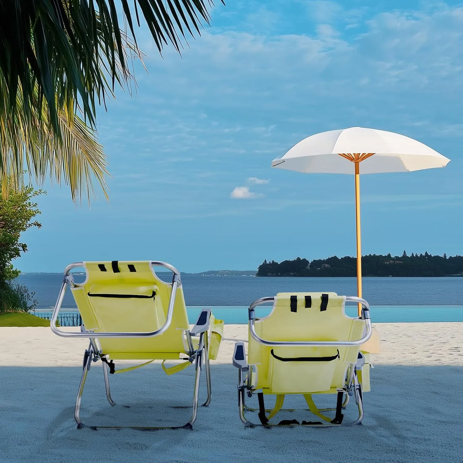Foldable Folding Beach Chair, Lightweight Portable Folding Beach Chair for Adults, 5-Position Classic Lay Flat, Outdoor Lawn Chair for Beach,Hiking,Travel,Picnic,Camping,Supports Up to 220lbs,Yellow