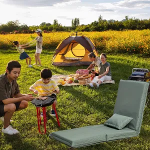 Foldable Portable Chair with Adjustable Recliner, Lightweight for Outdoor Travel, Picnics, and Camping, Carry Bag Included, Light Green