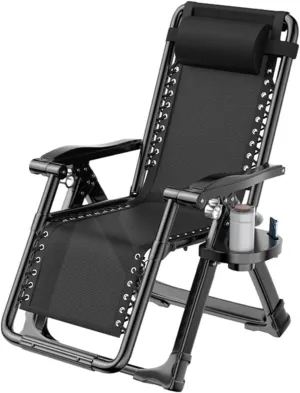 Folding Beach Chair, Adjustable Garden Recliner, with headrest, recliners, Leisure Outdoor Zero Recliner, Suitable for Camping, Beach, Pool Party