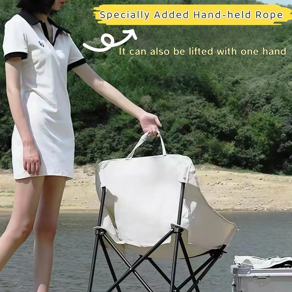 Folding Camping Chair, Lightweight Portable Lawn Chairs with Carry Bag, 600D Oxford Compact Outdoor Picnic Stool for Hiking, Beach, Fishing, and Market Stalls (Khaki)